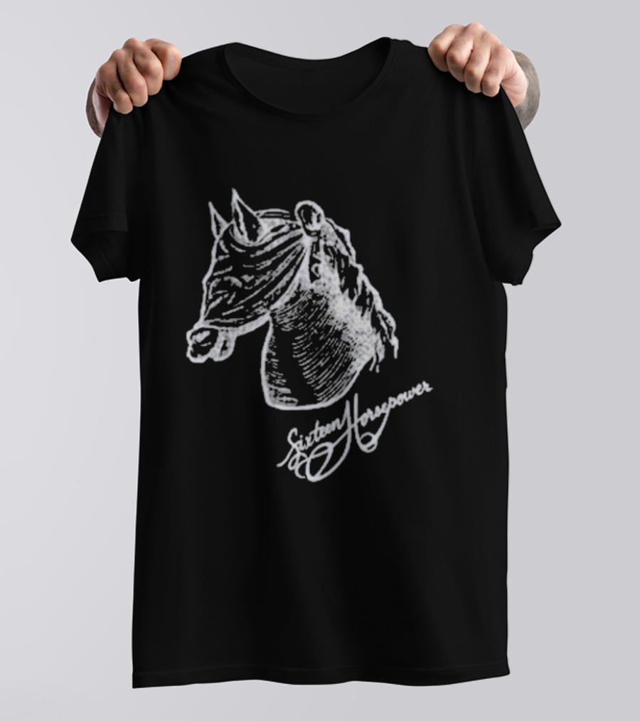 Hello Blindfold Horse Sketch Sixteen Horsepower Signature T-Shirt