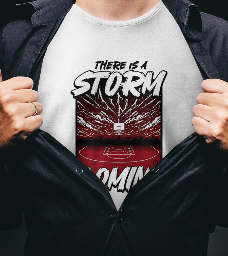There Is A Storm Coming Basketball Court Thunderstorm Sky T-Shirt