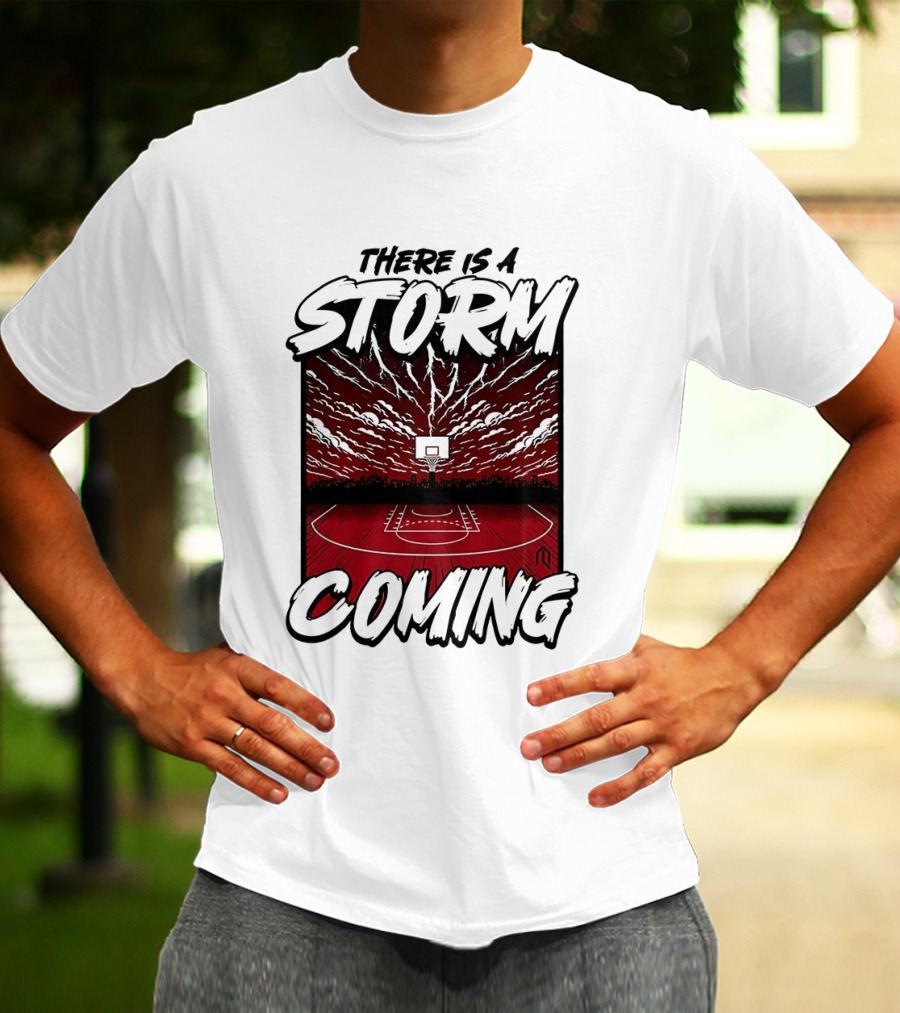 There Is A Storm Coming Basketball Court Thunderstorm Sky T-Shirt