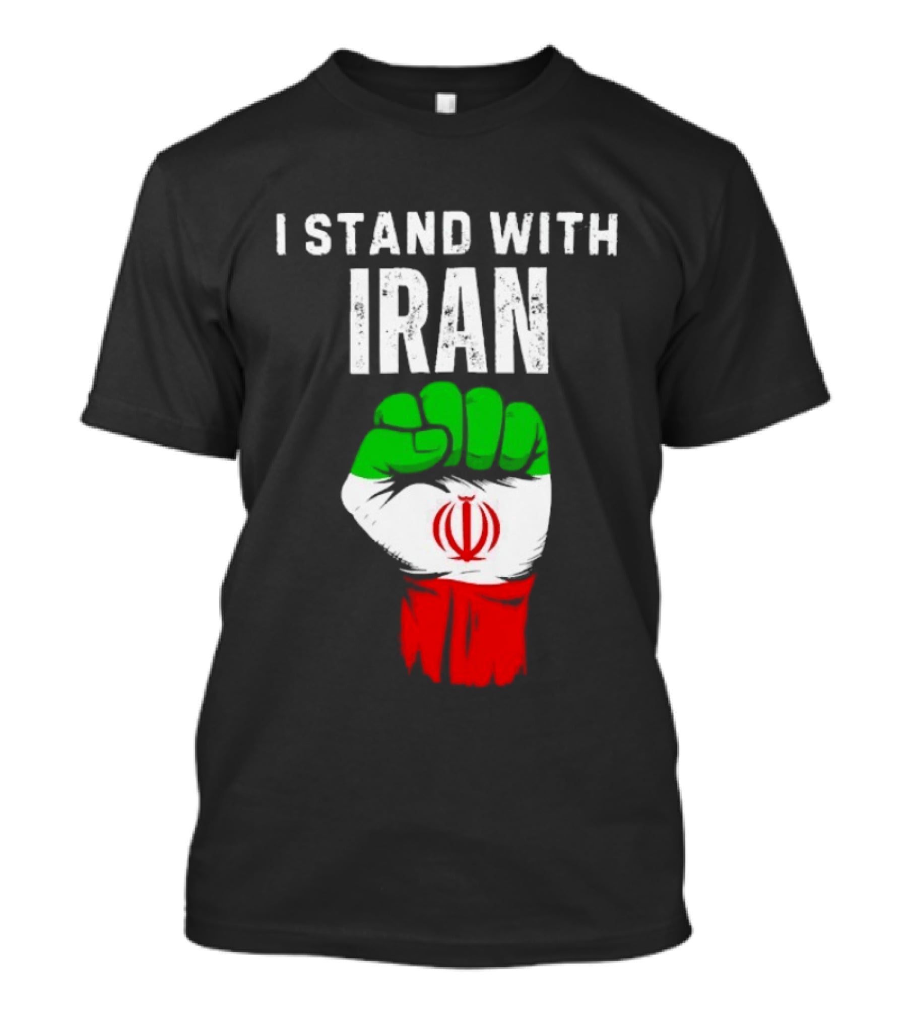 I Stand With Iran Fist Protest Iranian Flag Symbol Ships Free T-Shirt