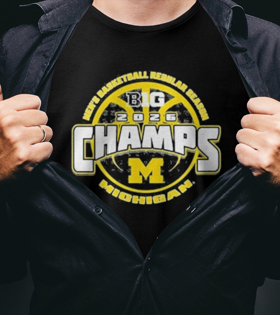Men's Basketball Regular Season Big 2026 Champs Michigan M T-Shirt