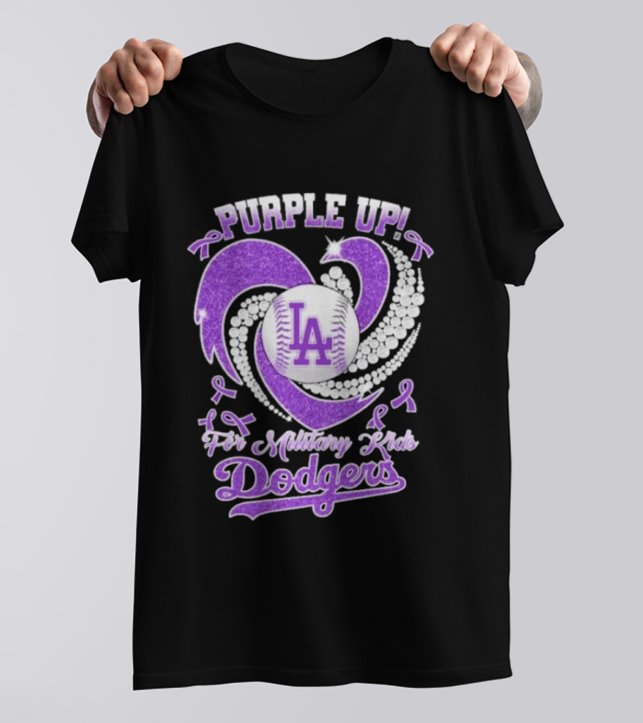 Purple Up Heart LA For Military Kids Dodgers T-Shirt