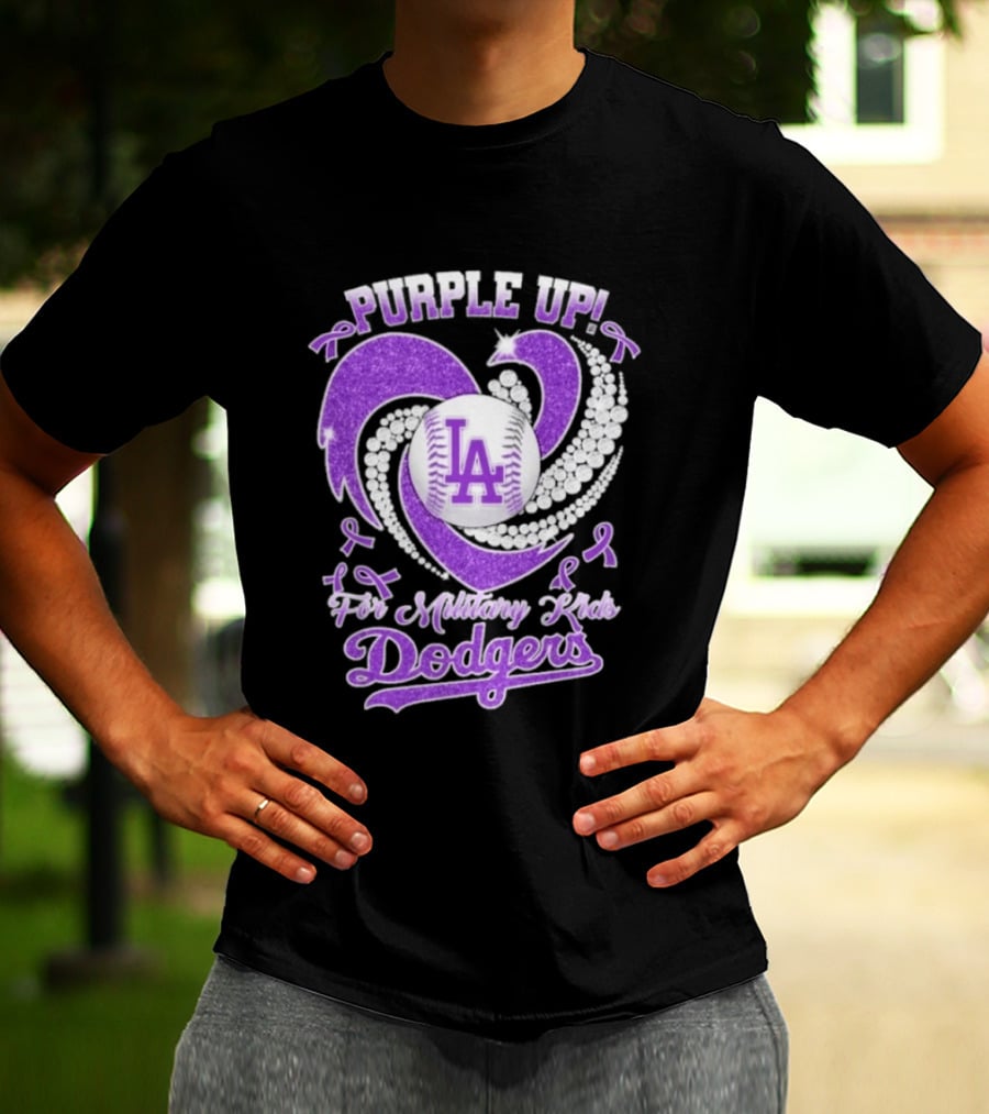 Purple Up Heart LA For Military Kids Dodgers T-Shirt