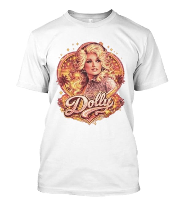 Dolly Parton Retro Vintage Style With Heart And Palm Trees T-Shirt