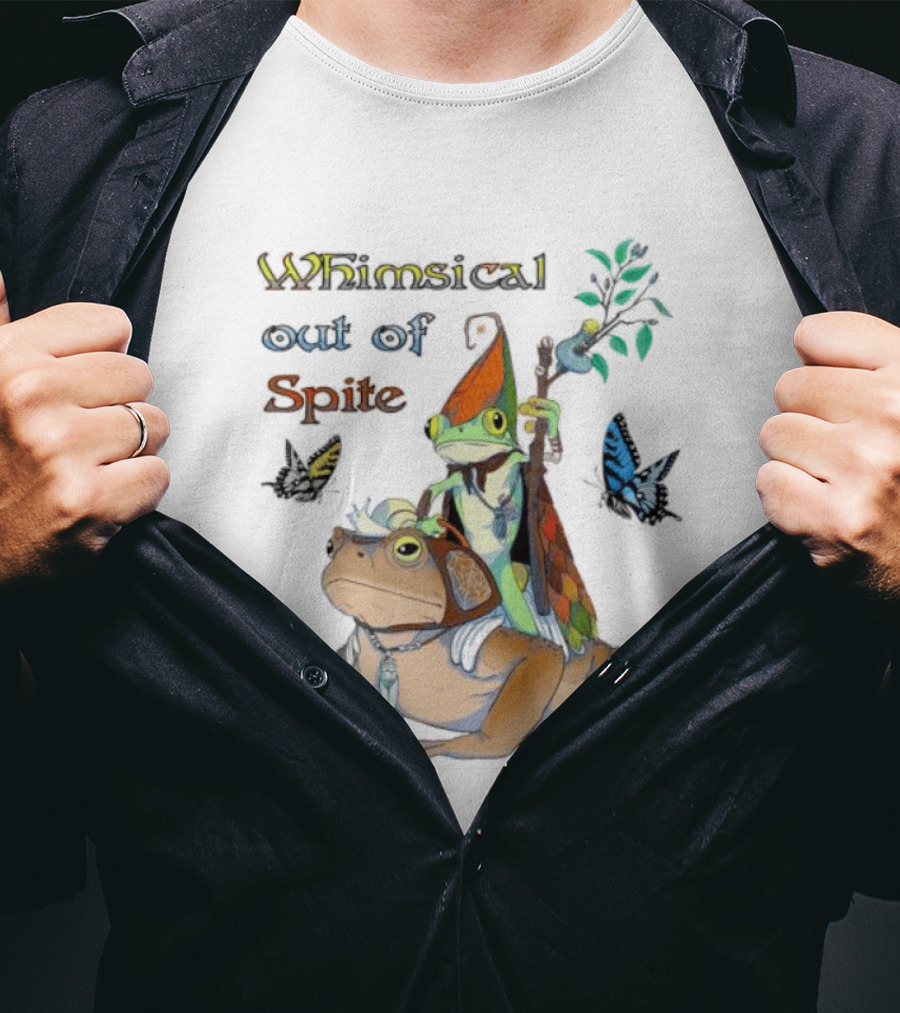 Whimsical Frog Out Of Spite With Butterflies And Chameleon T-Shirt