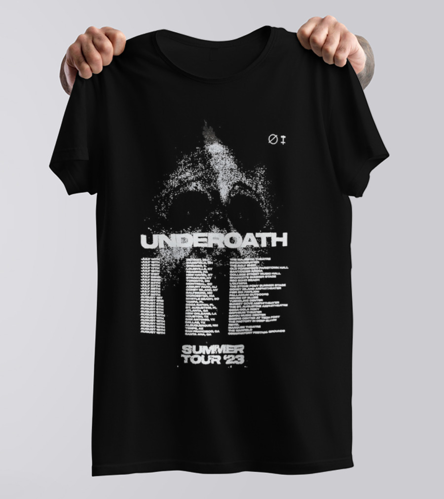 Underoath Summer Tour 2023 Skull With Flame And Spine T-Shirt