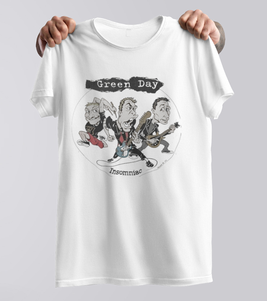 Green Day Insomniac Tour Band Caricatures Circle T-Shirt