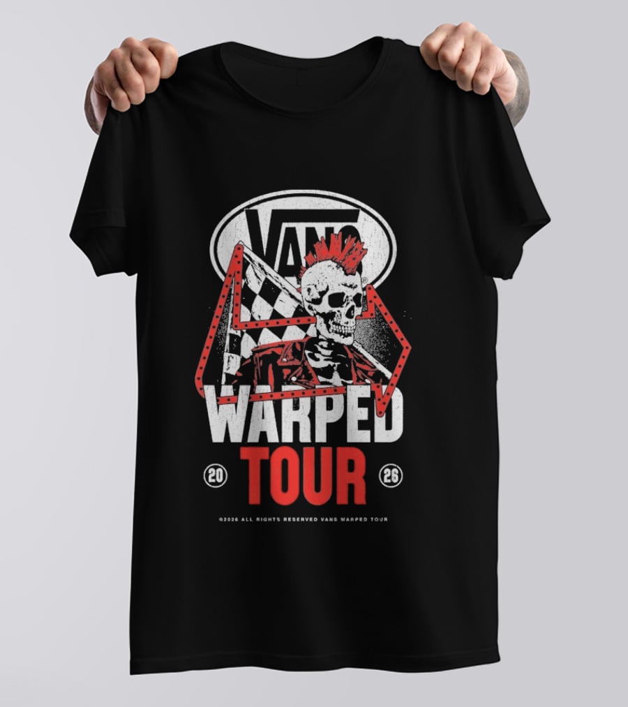 Vans Warped Tour Outlaw Checkered Skull Punk 2023 T-Shirt