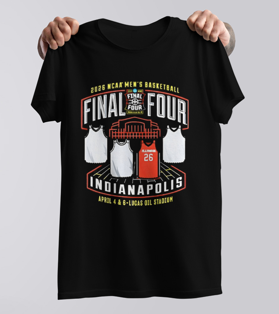 Illinois Fighting Illini NCAA Men's Basketball 2026 Final Four Indianapolis April 4 And 6 Lucas Oil Stadium T-Shirt