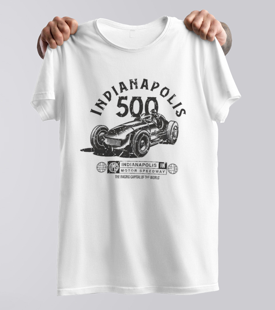 Indianapolis 500 Motor Speedway Racing Capital Of The World Vintage Car T-Shirt