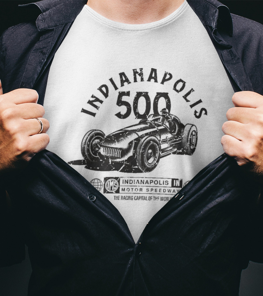 Indianapolis 500 Motor Speedway Racing Capital Of The World Vintage Car T-Shirt