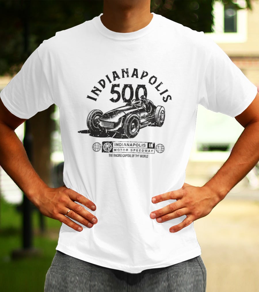 Indianapolis 500 Motor Speedway Racing Capital Of The World Vintage Car T-Shirt