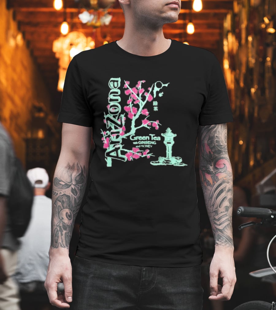Arizona Beverages Green Tea With Ginseng Cherry Blossom Lantern Scene T-Shirt