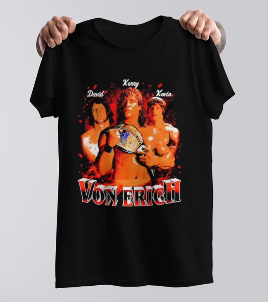 Von Erich Wrestling Family Kevin David Kerry Retro Championship T-Shirt