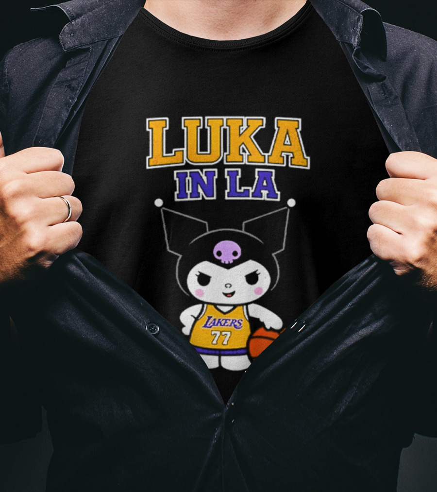 Kuromi Lakers Luka In LA #77 Basketball T-Shirt