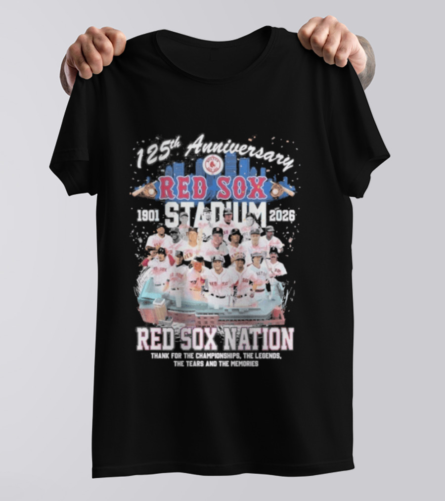 Boston Red Sox 125th Anniversary 1901 2026 Team Tribute Red Sox Nation Fenway Park Baseball T-Shirt