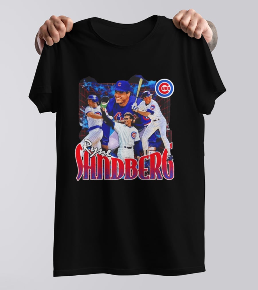 Ryne Sandberg Chicago Cubs MLB Player Collage T-Shirt