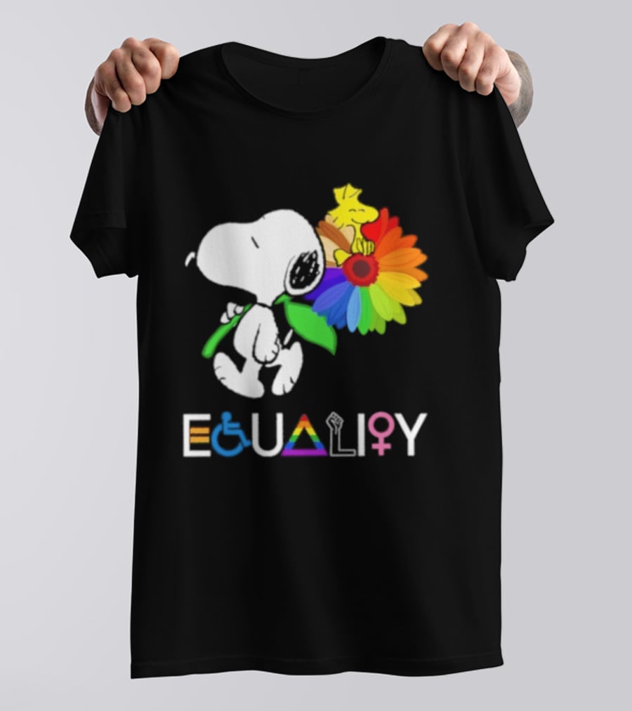 Snoopy Flower Equality Rainbow LGBTQ+ Inclusivity T-Shirt