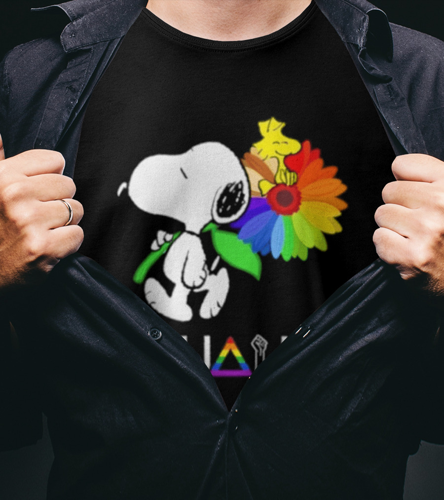 Snoopy Flower Equality Rainbow LGBTQ+ Inclusivity T-Shirt