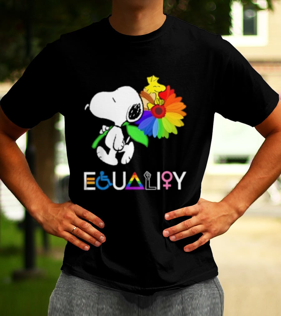 Snoopy Flower Equality Rainbow LGBTQ+ Inclusivity T-Shirt