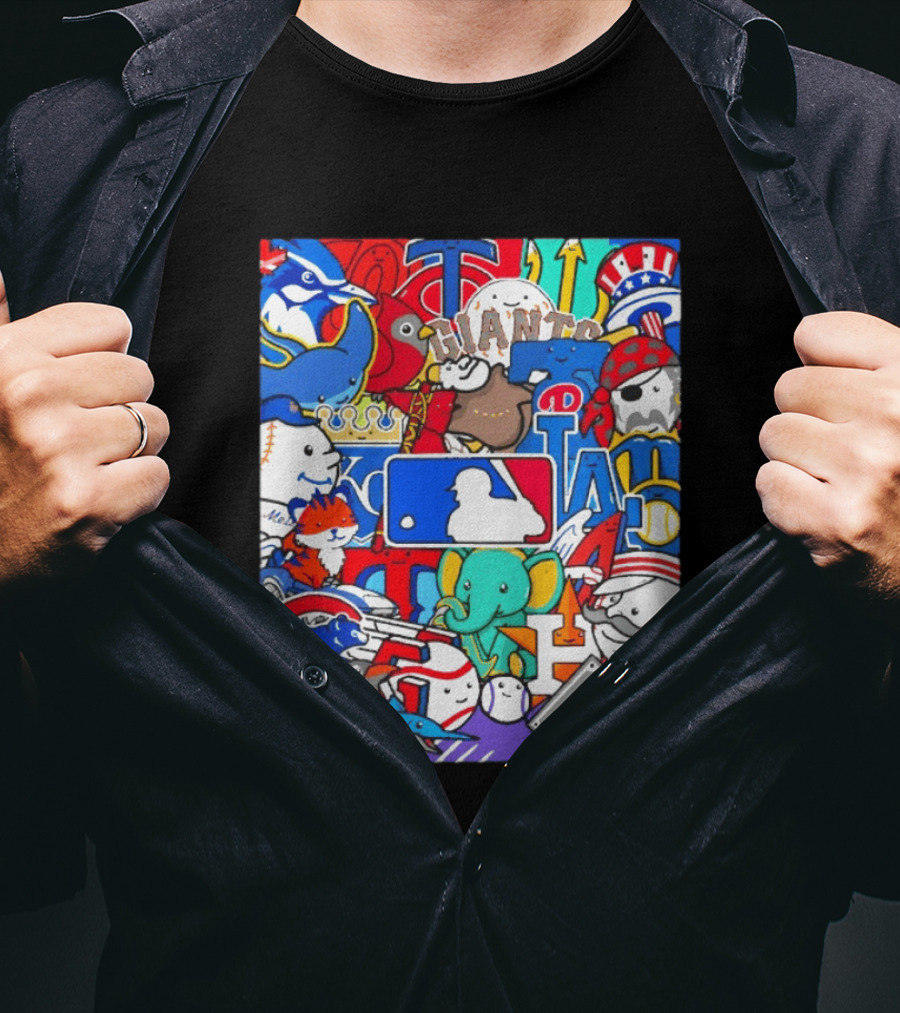 Happy Opening Day 2026 MLB Team Mascots Giants Royals Nationals Phillies Pirates T-Shirt