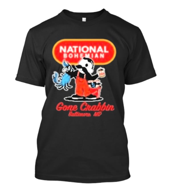 National Bohemian Beer Gone Crabbin' Baltimore MD Mr. Boh With Crab And Beer T-Shirt