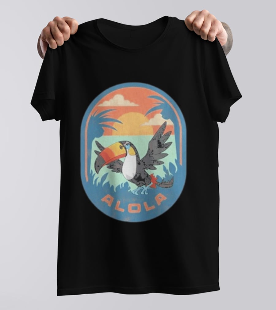 Alola Pokémon Toucan Tropical Sunset Scene T-Shirt