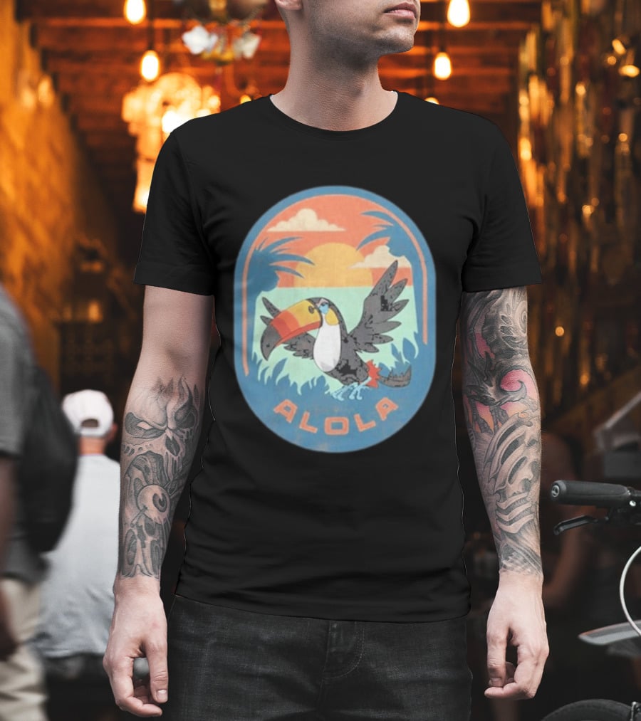 Alola Pokémon Toucan Tropical Sunset Scene T-Shirt