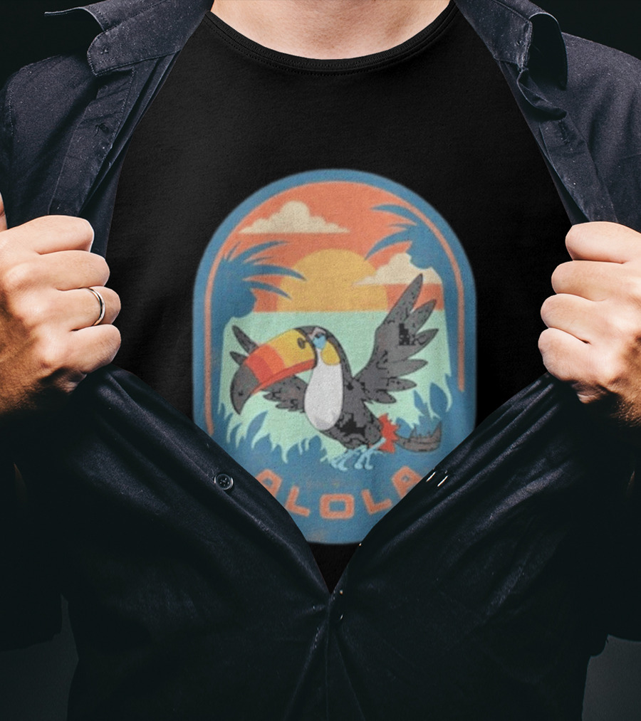Alola Pokémon Toucan Tropical Sunset Scene T-Shirt