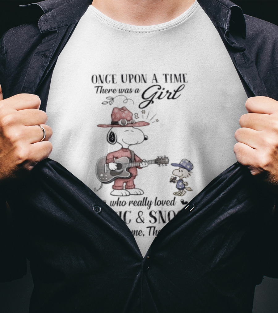 Peanuts Snoopy Once Upon A Time There Was A Girl Who Really Loved Music And Snoopy T-Shirt