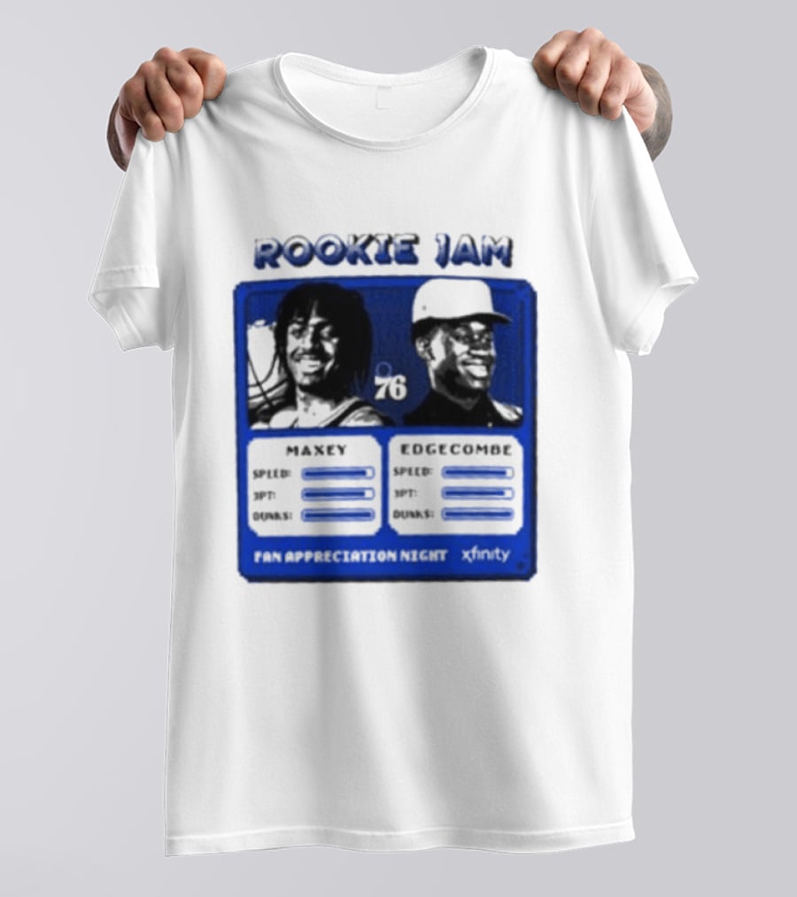 Rookie Jam Philadelphia 76ers Maxey Edgecombe Stats Display T-Shirt