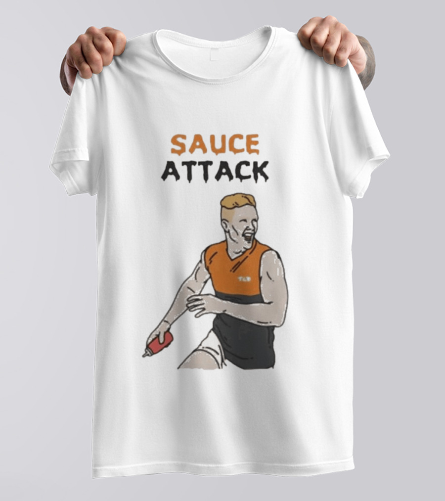 Sauce Attack Giants Edition Australian Rules Football Fan T-Shirt
