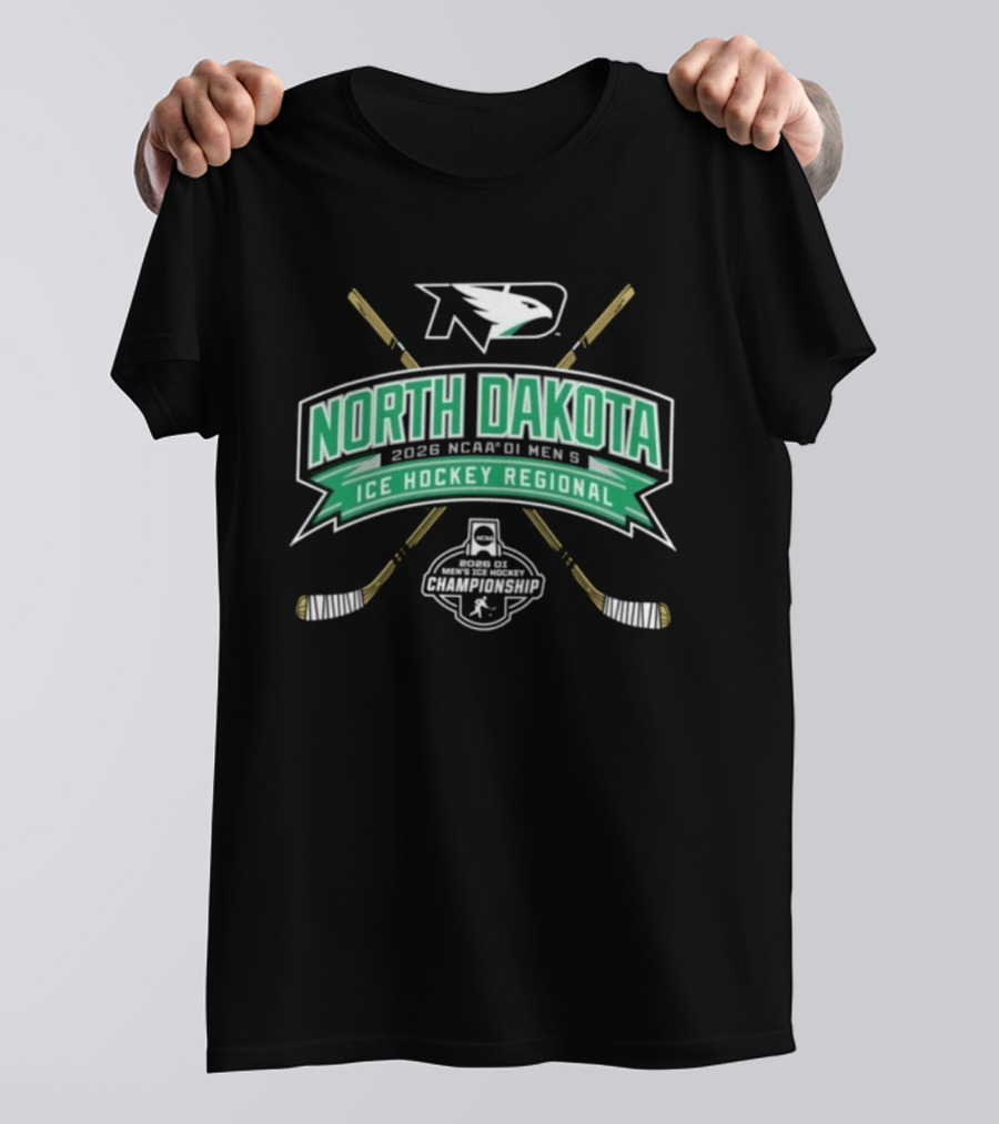 North Dakota 2026 NCAA DI Men's Ice Hockey Regional Fighting Hawks T-Shirt