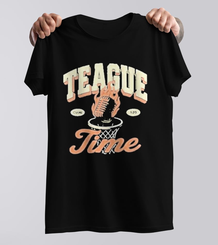 Teague Time Basketball Flaming Ball Hoop Club 520 T-Shirt