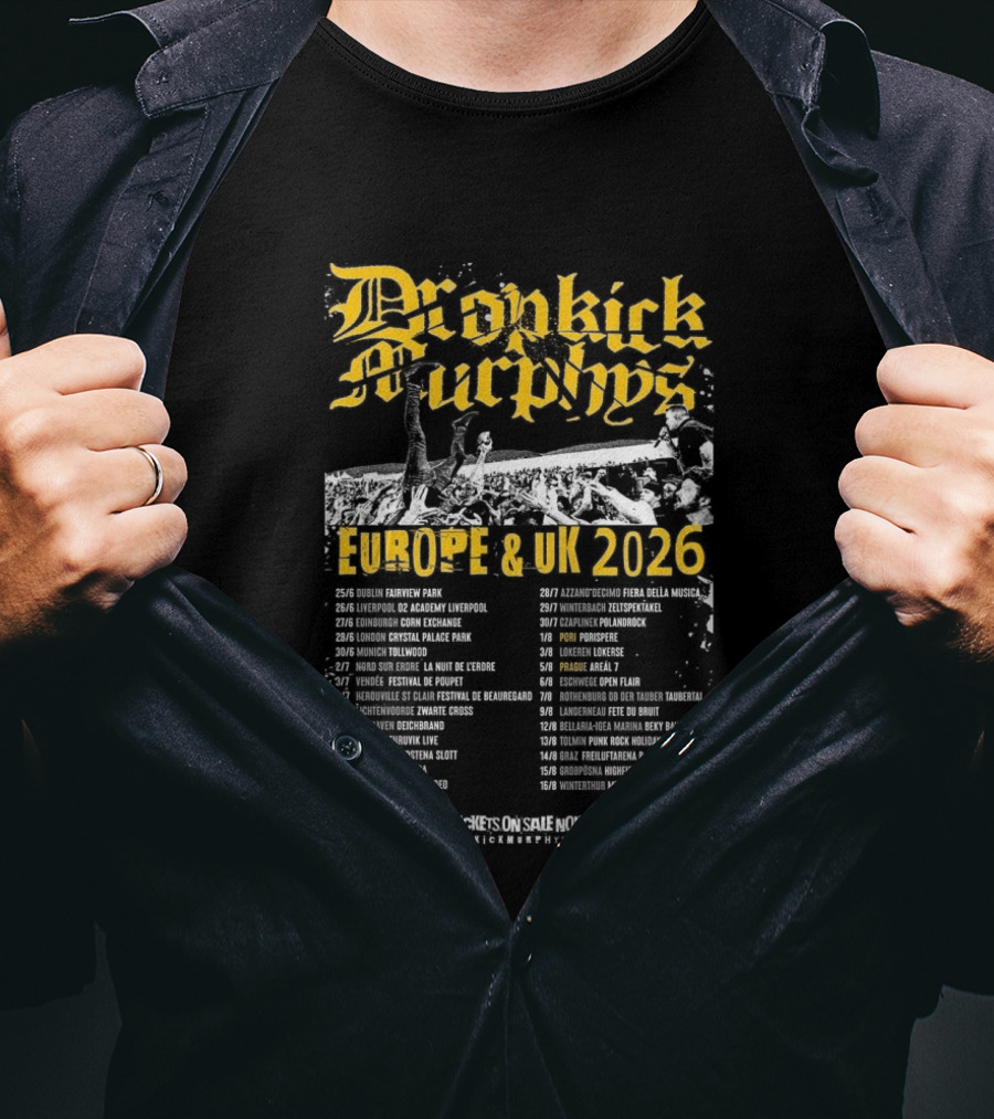 Dropkick Murphys Europe And UK 2026 Tour Dates And Venues T-Shirt
