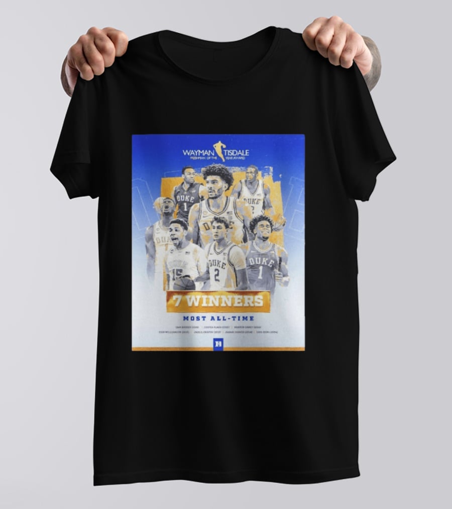 Wayman Tisdale Freshman Of The Year Award Duke Blue Devils 7 Winners Most All Time T-Shirt