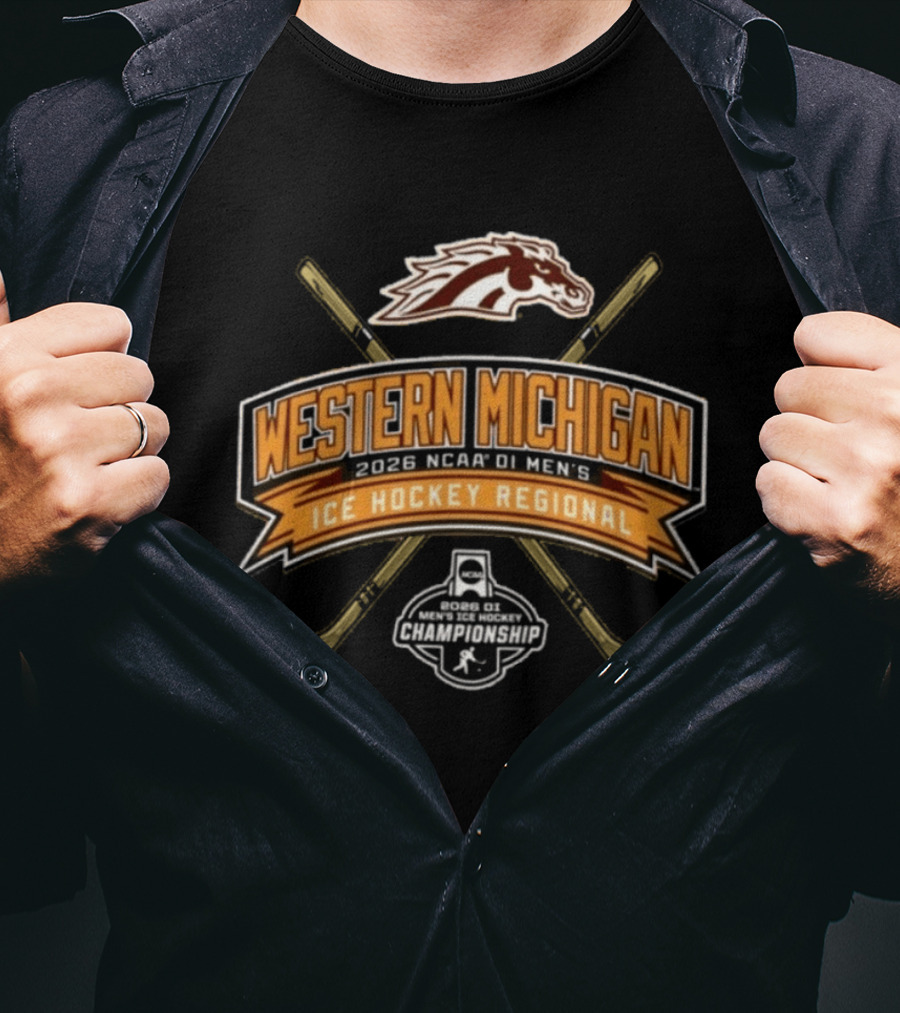 Western Michigan Broncos 2026 NCAA DI Men's Ice Hockey Regional Championship Competition T-Shirt