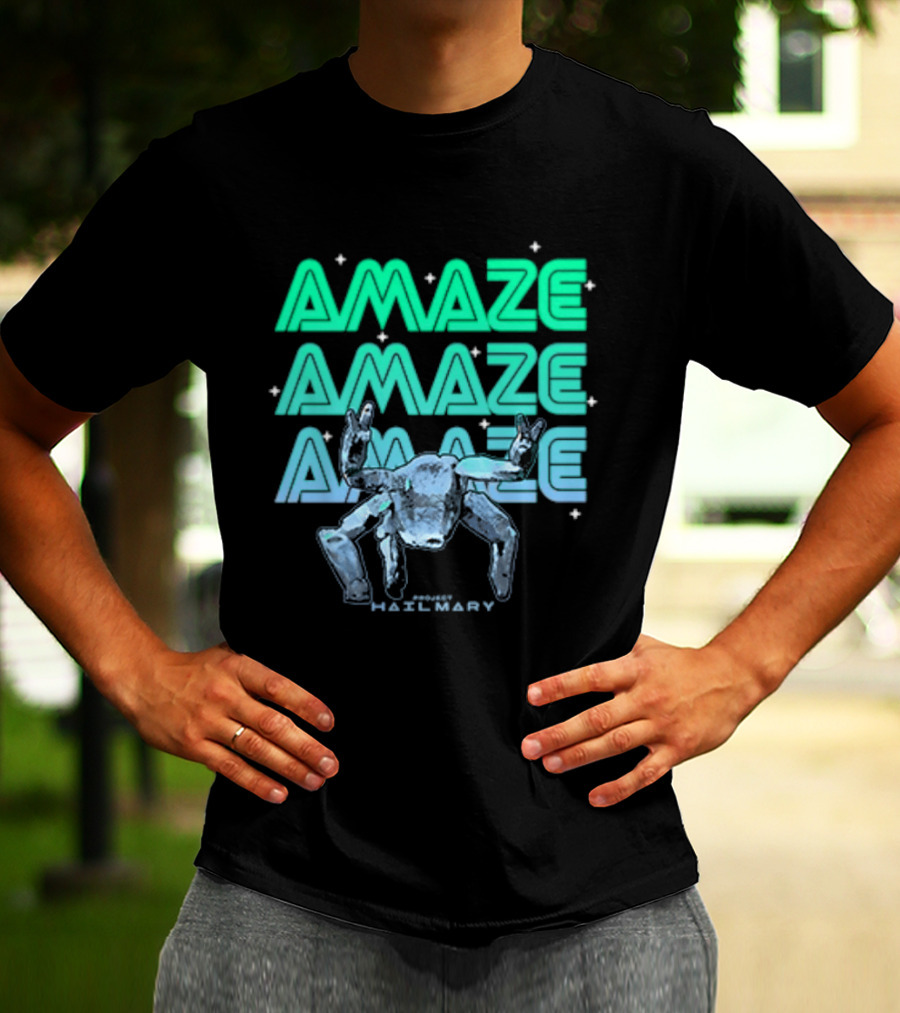 Amaze Amaze Amaze Project Hail Mary Rocky Alien Neon T-Shirt