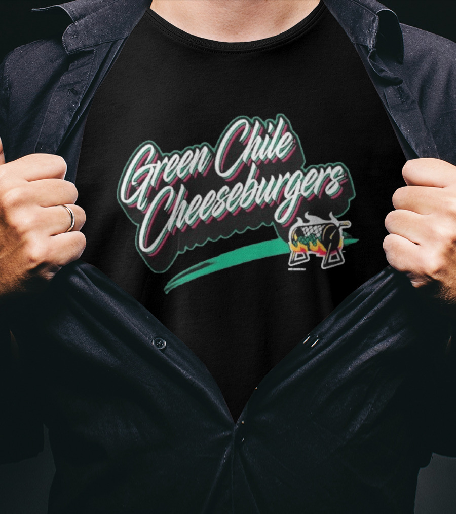 Green Chile Cheeseburgers 2026 Grilling Icon Flame T-Shirt