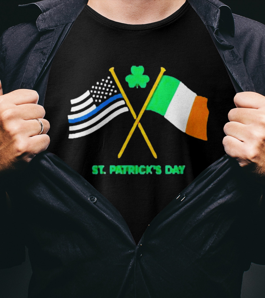 St. Patrick's Day American And Irish Flag Shamrock Celebration T-Shirt