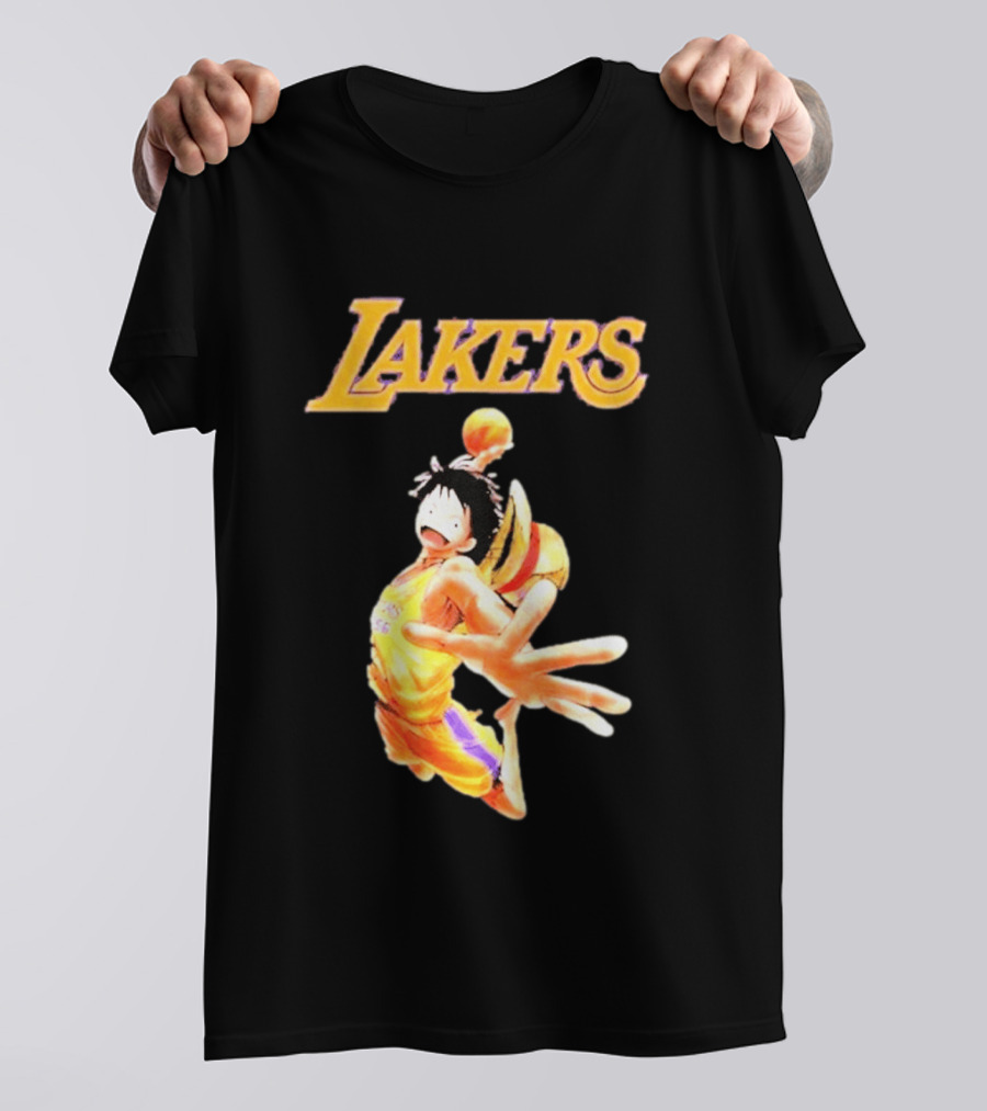 One Piece Luffy Basketball Lakers Crossover Collaboration T-Shirt