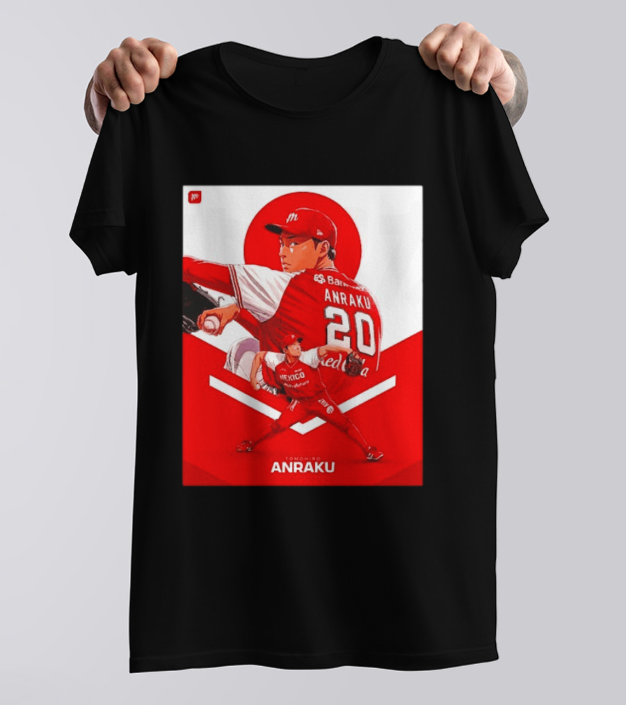 Tomohiro Anraku Diablos Rojos México Baseball Pitcher 20 Red Uniform T-Shirt