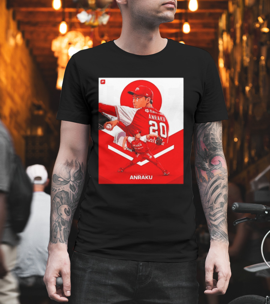 Tomohiro Anraku Diablos Rojos México Baseball Pitcher 20 Red Uniform T-Shirt