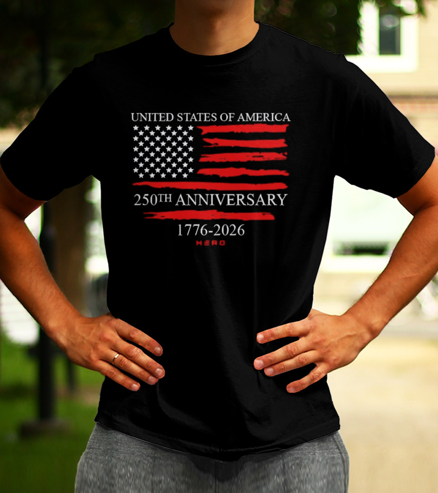United States Of America 250th Anniversary 1776 2026 With US Flag Hero T-Shirt