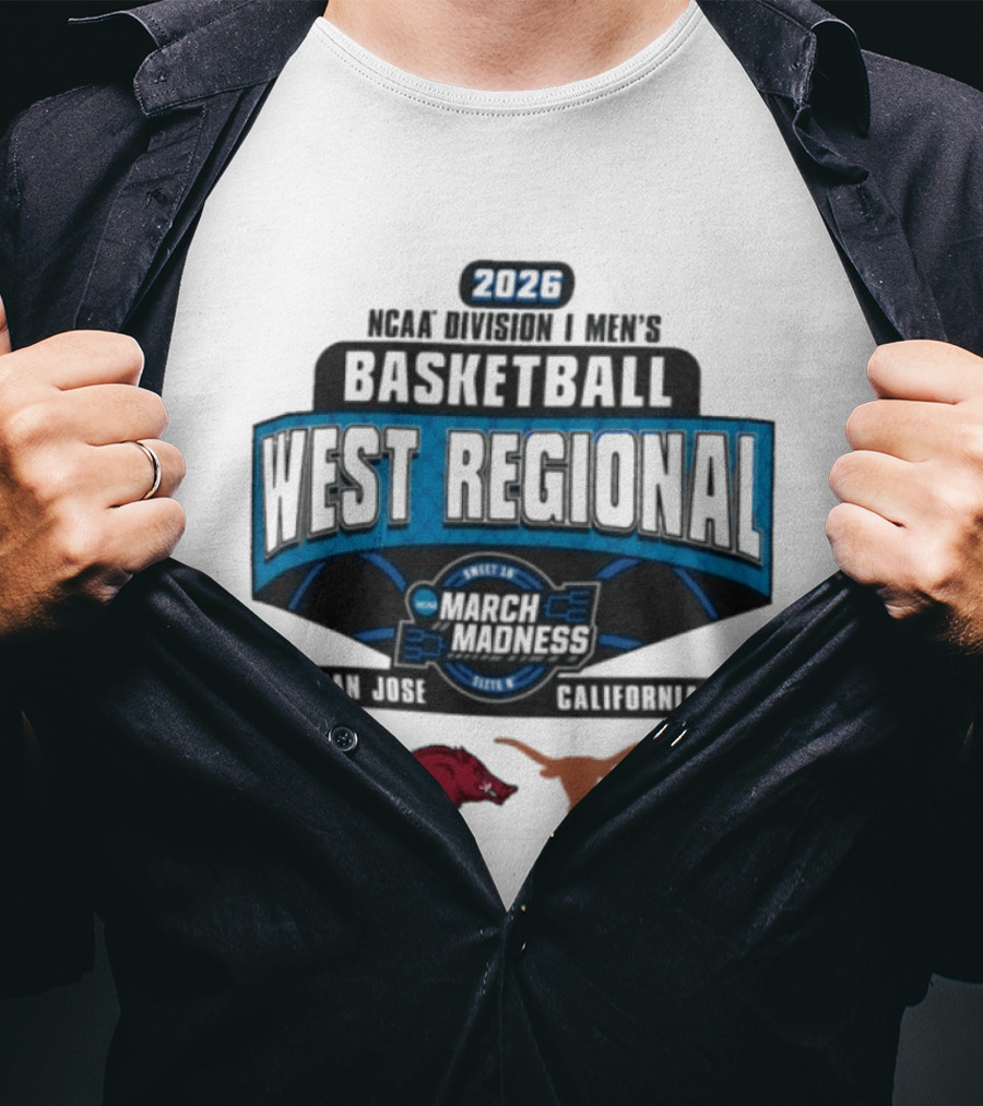 2026 NCAA Division I Men's Basketball West Regional March Madness San Jose California Arizona Arkansas Texas Purdue T-Shirt