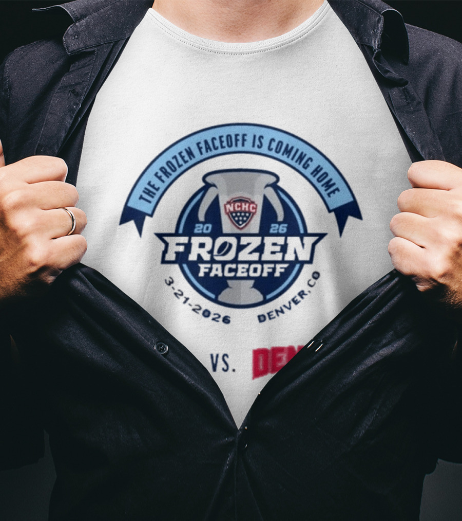 NCHC Frozen Faceoff 2026 Denver Vs Minnesota Duluth Hockey Matchup March 21 T-Shirt