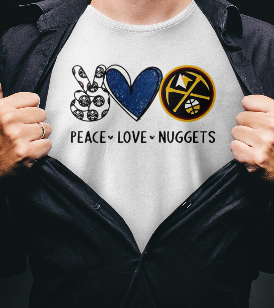 Peace Love Nuggets Denver Basketball Fan T-Shirt