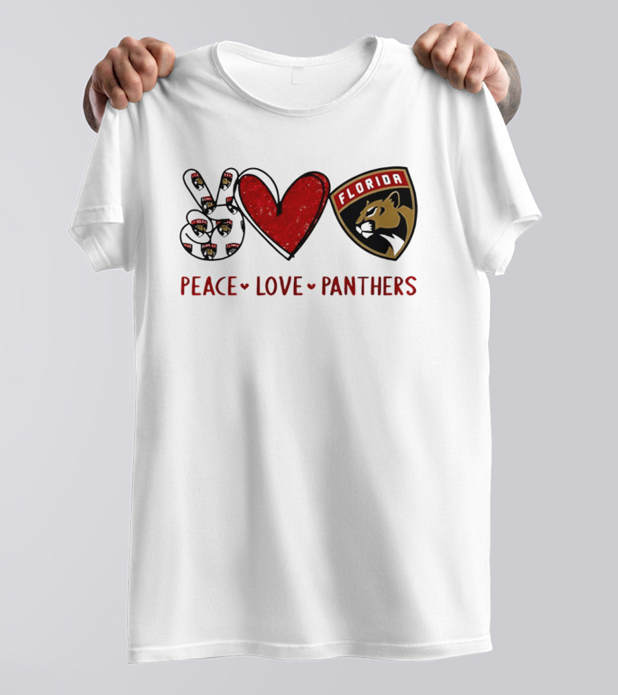 Peace Heart Florida Panthers NHL Fan Gear T-Shirt