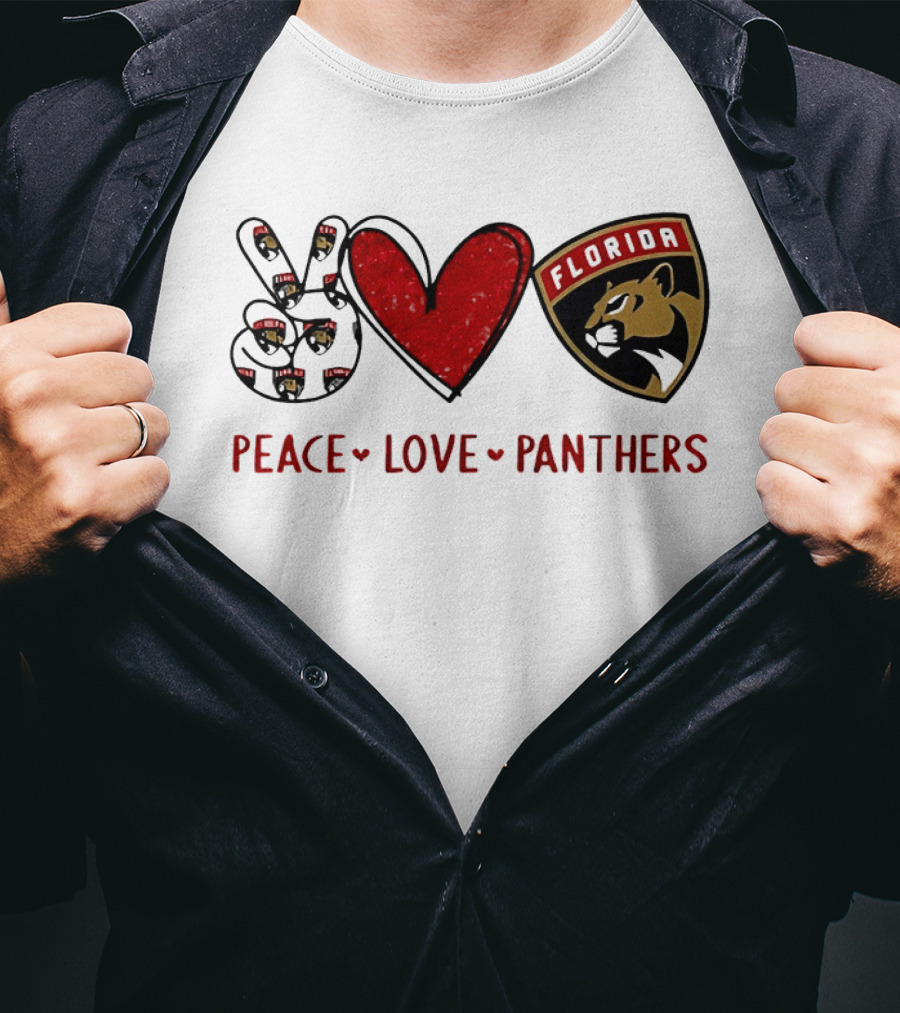 Peace Heart Florida Panthers NHL Fan Gear T-Shirt