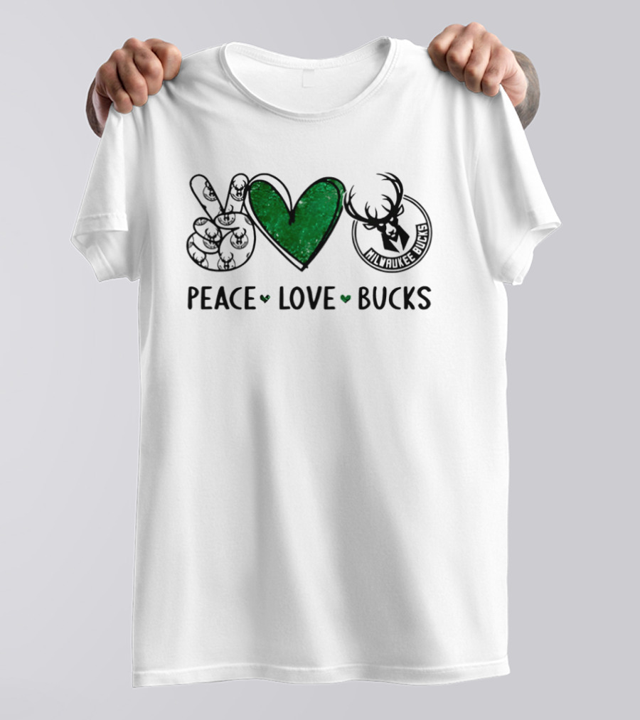 Peace Love Milwaukee Bucks NBA Basketball Team Fan T-Shirt